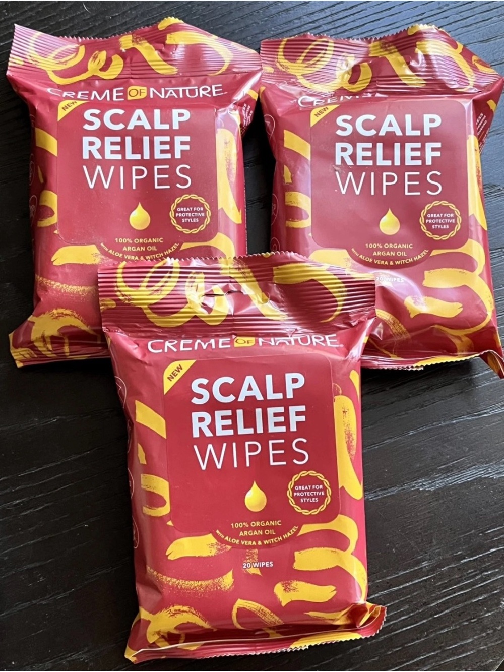 Crème Of Nature Scalp Relief Wipes 3 Packs/20 Wipes Each Pack New Unopened
